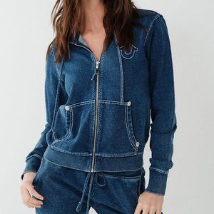 Indigo Big T Classis Zip Hoodie